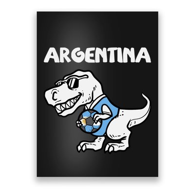 Argentina Flag Trex Dino Soccer Ball Fan Poster