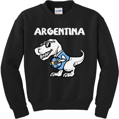 Argentina Flag Trex Dino Soccer Ball Fan Kids Sweatshirt