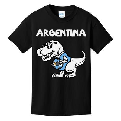 Argentina Flag Trex Dino Soccer Ball Fan Kids T-Shirt