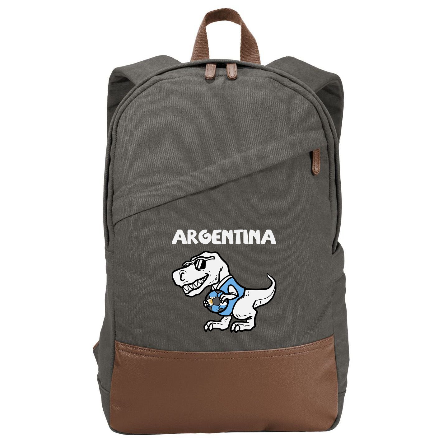 Argentina Flag Trex Dino Soccer Ball Fan Cotton Canvas Backpack