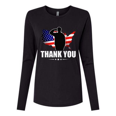 American Flag Thank You For Your Service Veteran Womens Cotton Relaxed Long Sleeve T-Shirt