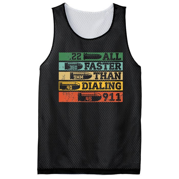 All Faster Than Dialing 911 Gun Ammo Lovers Gift Sarcastic Mesh Reversible Basketball Jersey Tank