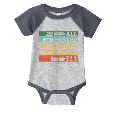 All Faster Than Dialing 911 Gun Ammo Lovers Gift Sarcastic Infant Baby Jersey Bodysuit