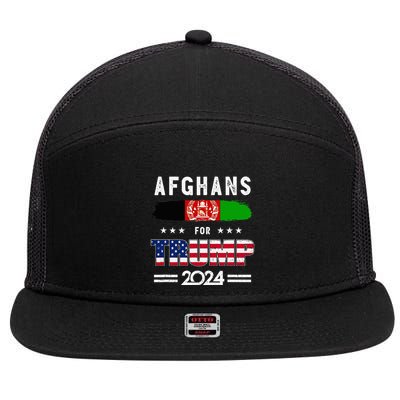 Afghans For Trump 2024 Afghanistan Flag Patriotic Supporter 7 Panel Mesh Trucker Snapback Hat