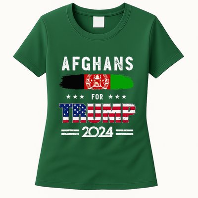 Afghans For Trump 2024 Afghanistan Flag Patriotic Supporter Womens T-Shirt