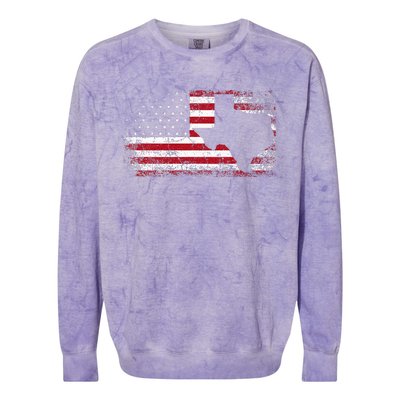 American Flag Texas 4th Of July Vintage Gift Colorblast Crewneck Sweatshirt