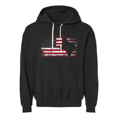 American Flag Texas 4th Of July Vintage Gift Garment-Dyed Fleece Hoodie