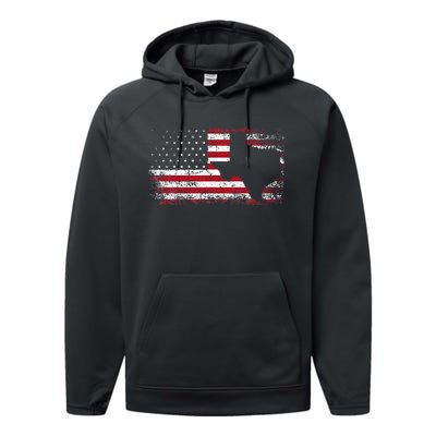 American Flag Texas 4th Of July Vintage Gift Performance Fleece Hoodie