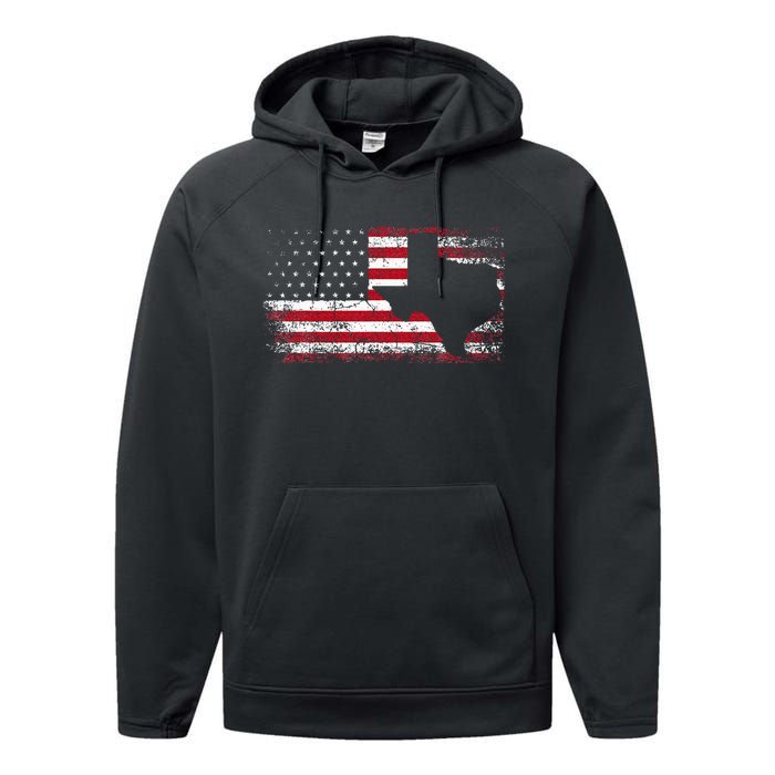 American Flag Texas 4th Of July Vintage Gift Performance Fleece Hoodie