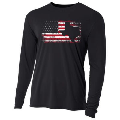 American Flag Texas 4th Of July Vintage Gift Cooling Performance Long Sleeve Crew