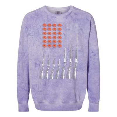 American Flag Trap Shooting Funny Skeet Sport Gift Colorblast Crewneck Sweatshirt