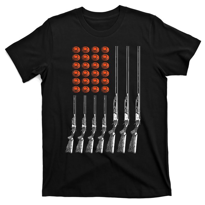 American Flag Trap Shooting Funny Skeet Sport Gift T-Shirt