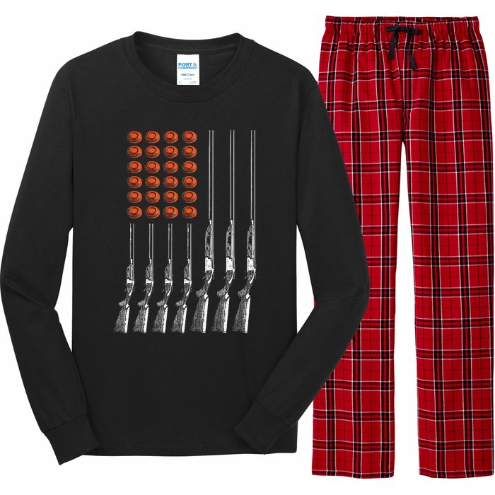 American Flag Trap Shooting Funny Skeet Sport Gift Long Sleeve Pajama Set