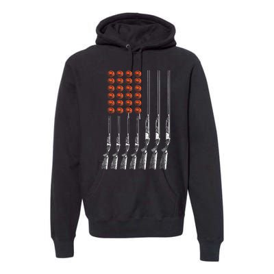 American Flag Trap Shooting Funny Skeet Sport Gift Premium Hoodie