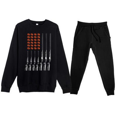 American Flag Trap Shooting Funny Skeet Sport Gift Premium Crewneck Sweatsuit Set