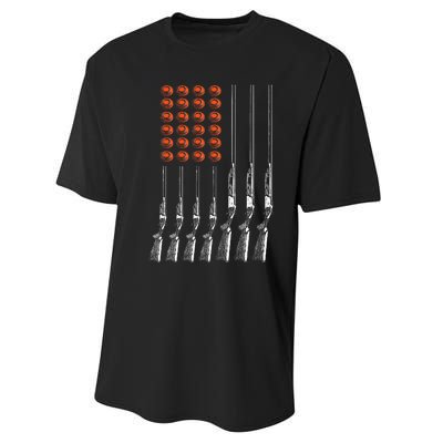 American Flag Trap Shooting Funny Skeet Sport Gift Performance Sprint T-Shirt