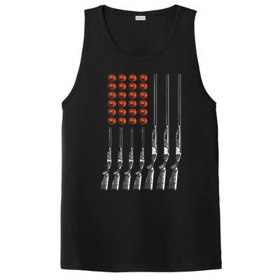 American Flag Trap Shooting Funny Skeet Sport Gift PosiCharge Competitor Tank