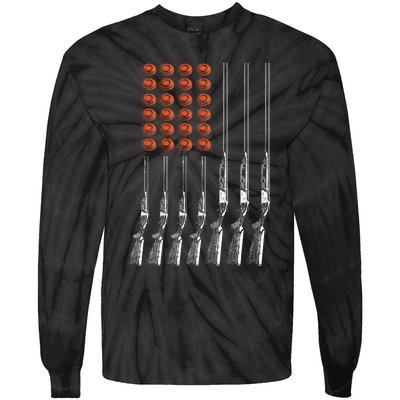 American Flag Trap Shooting Funny Skeet Sport Gift Tie-Dye Long Sleeve Shirt