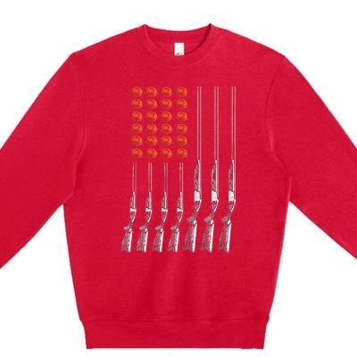 American Flag Trap Shooting Funny Skeet Sport Gift Premium Crewneck Sweatshirt