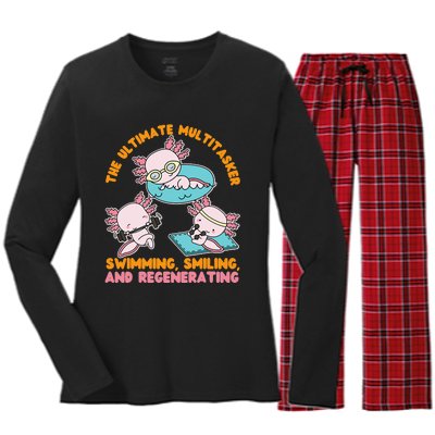 Axolotl for The Ultimate Multitasker Swimming Women's Long Sleeve Flannel Pajama Set 