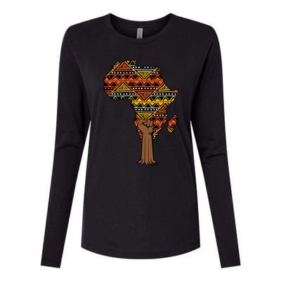 African Fist Tree Kente Map Cool BHM pride Womens Cotton Relaxed Long Sleeve T-Shirt