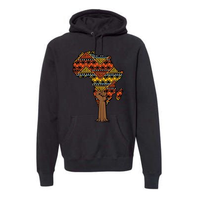 African Fist Tree Kente Map Cool BHM pride Premium Hoodie