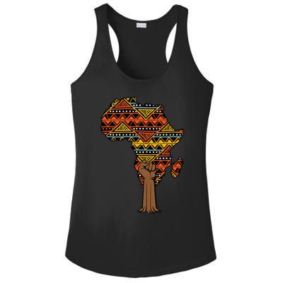 African Fist Tree Kente Map Cool BHM pride Ladies PosiCharge Competitor Racerback Tank