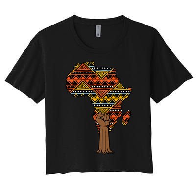 African Fist Tree Kente Map Cool BHM pride Women's Crop Top Tee