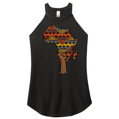 African Fist Tree Kente Map Cool BHM pride Women’s Perfect Tri Rocker Tank