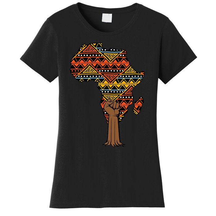 African Fist Tree Kente Map Cool BHM pride Women's T-Shirt