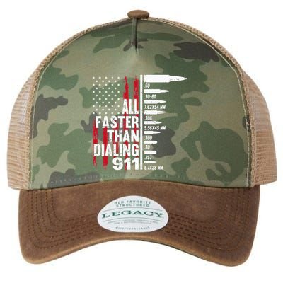 All Faster Than Dialing 911 American Flag Gun Lover Legacy Tie Dye Trucker Hat