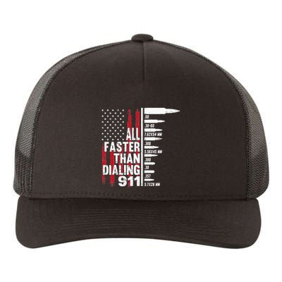 All Faster Than Dialing 911 American Flag Gun Lover Yupoong Adult 5-Panel Trucker Hat