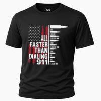 All Faster Than Dialing 911 American Flag Gun Lover Performance Shirt