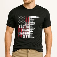 All Faster Than Dialing 911 American Flag Gun Lover Performance Shirt