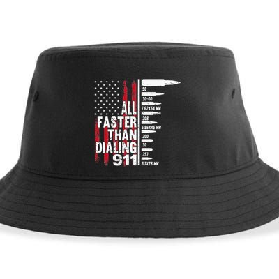 All Faster Than Dialing 911 American Flag Gun Lover Sustainable Bucket Hat