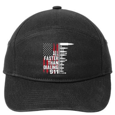 All Faster Than Dialing 911 American Flag Gun Lover 7-Panel Snapback Hat