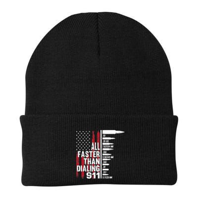 All Faster Than Dialing 911 American Flag Gun Lover Beanie