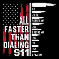 All Faster Than Dialing 911 American Flag Gun Lover Drawstring Bag