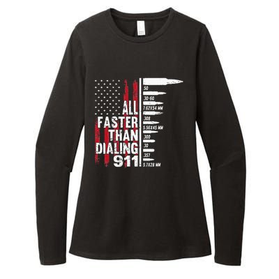 All Faster Than Dialing 911 American Flag Gun Lover Womens CVC Long Sleeve Shirt