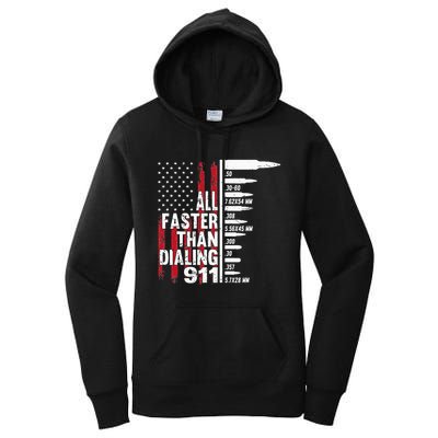 All Faster Than Dialing 911 American Flag Gun Lover Women's Pullover Hoodie