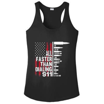 All Faster Than Dialing 911 American Flag Gun Lover Ladies PosiCharge Competitor Racerback Tank