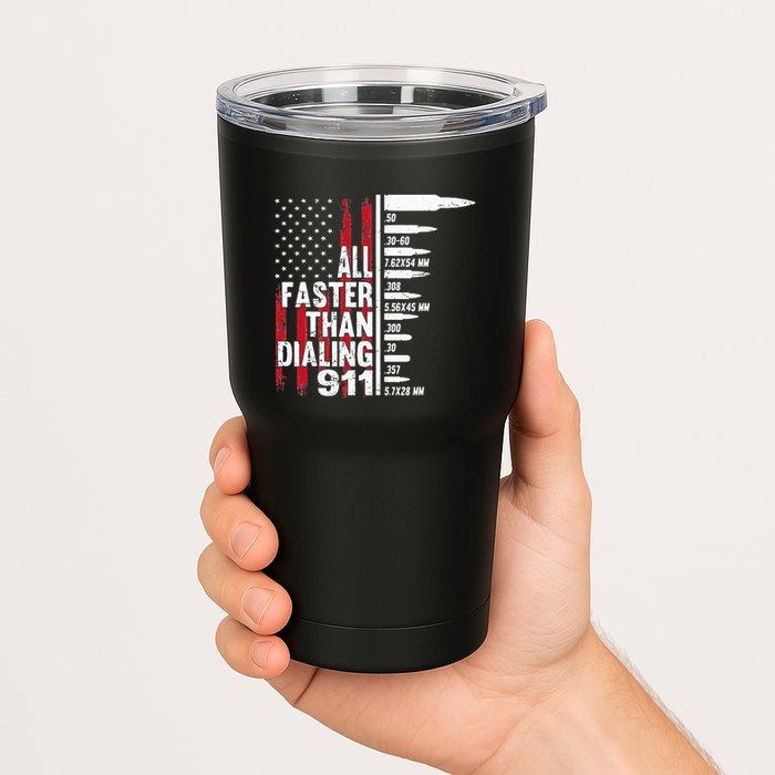 All Faster Than Dialing 911 American Flag Gun Lover Tumbler