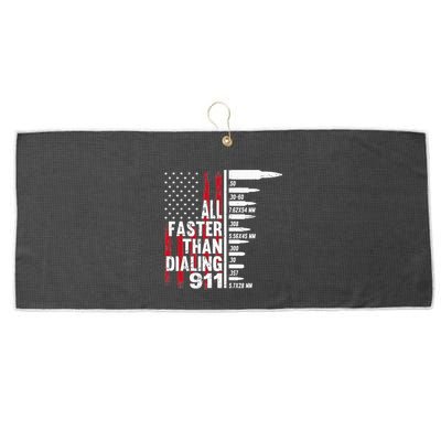 All Faster Than Dialing 911 American Flag Gun Lover Large Microfiber Waffle Golf Towel