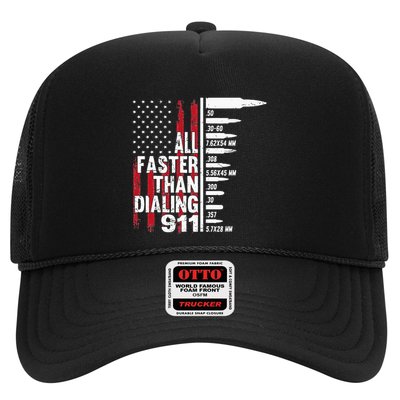 All Faster Than Dialing 911 American Flag Gun Lover Trucker Hat
