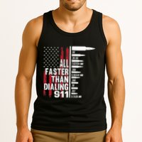 All Faster Than Dialing 911 American Flag Gun Lover Tank Top