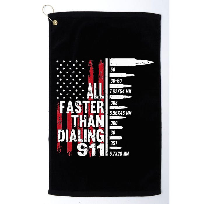 All Faster Than Dialing 911 American Flag Gun Lover Golf Towel