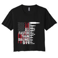 All Faster Than Dialing 911 American Flag Gun Lover Crop Top