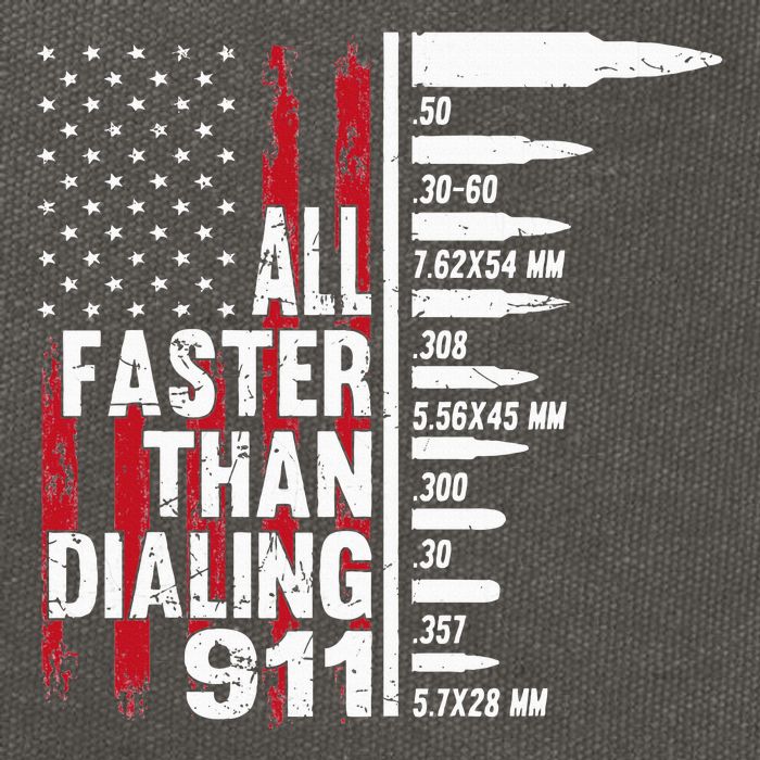 All Faster Than Dialing 911 American Flag Gun Lover Cotton Canvas Backpack