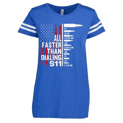 All Faster Than Dialing 911 American Flag Gun Lover Enza Ladies Jersey Football T-Shirt