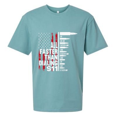 All Faster Than Dialing 911 American Flag Gun Lover Sueded Cloud Jersey T-Shirt